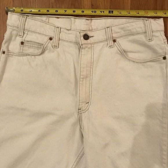 Vtg Levis 550 Men's 38 Orange Tab Denim White Jean Shorts Made In USA - Picture 3 of 5